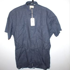Civil Society Navy Geometric Men's XL Short Sleeve Button-Up Cotton Shirt